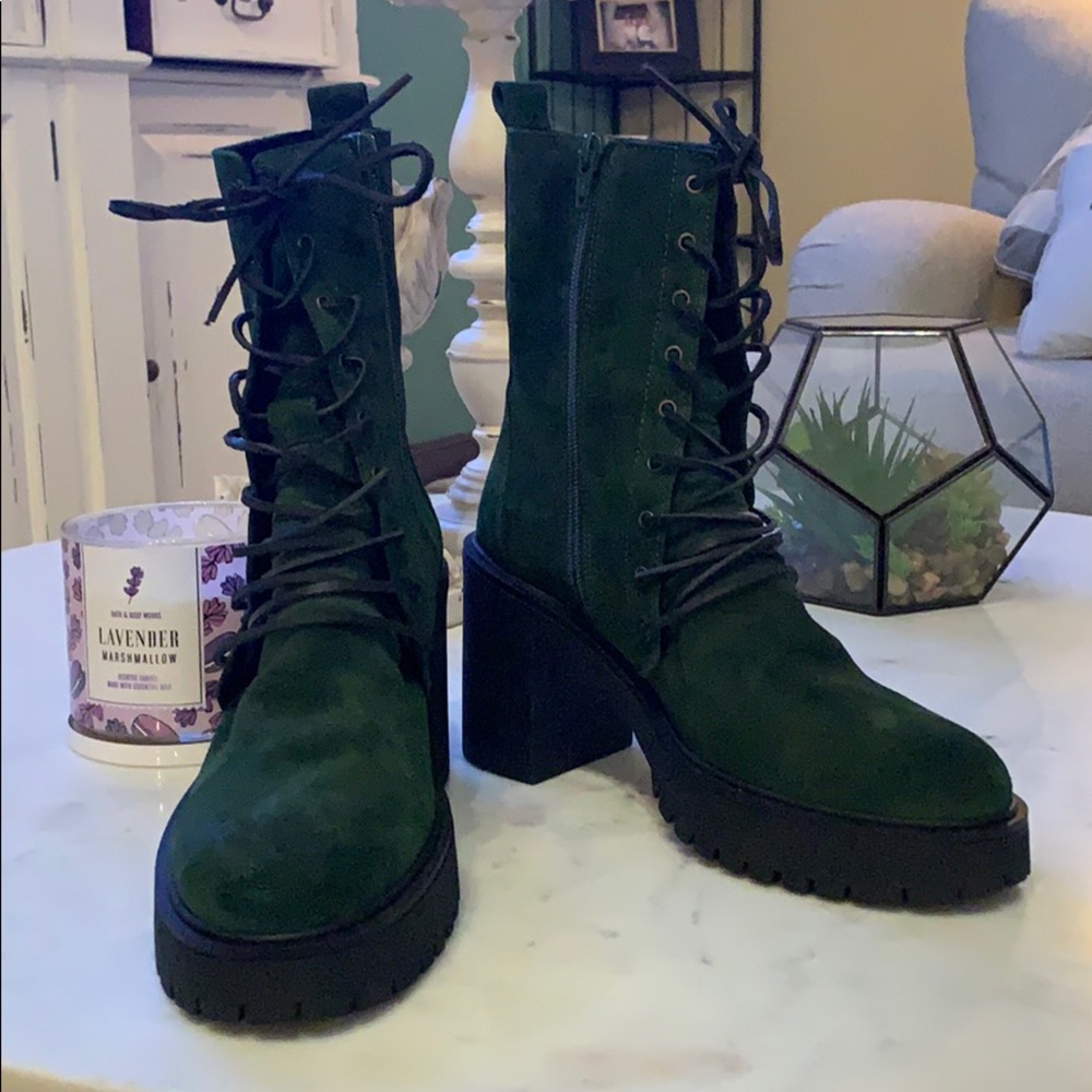 FREE PEOPLE Dylan Lace Up Boot GREEN NWOB